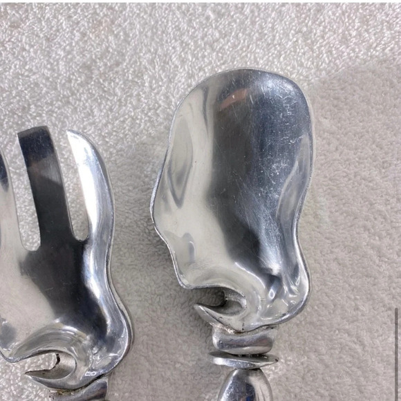 Vintage X-Large Pebbled Stemmed  Serving Spoon & Fork - Picture 8 of 11